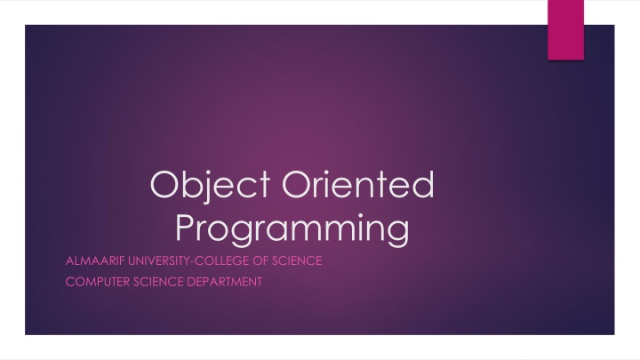 object oriented programming almaarif university n.w