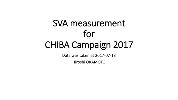 sva measurement sva measurement for for chiba n.w