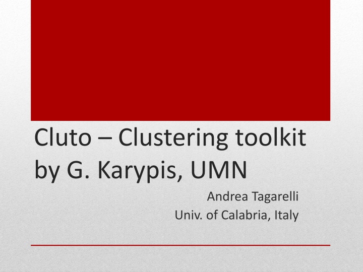 cluto clustering toolkit by g karypis umn n.w