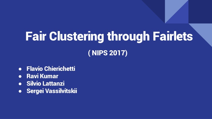 fair clustering through fairlets n.w