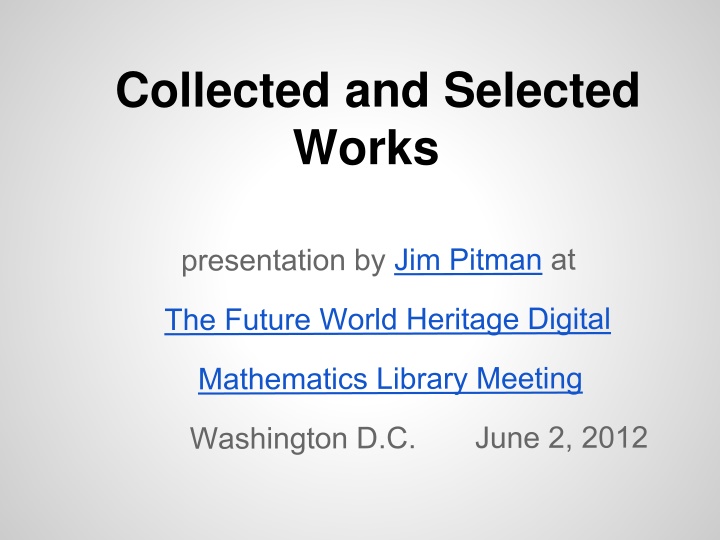 collected and selected works n.w