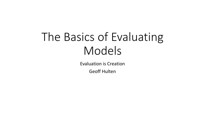 the basics of evaluating models n.w