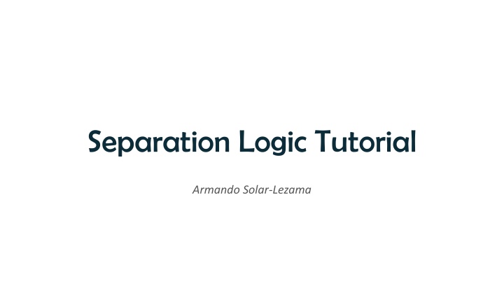 separation logic tutorial n.w