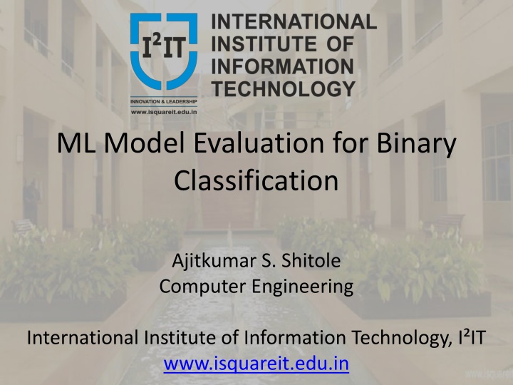 ml model evaluation for binary classification n.w