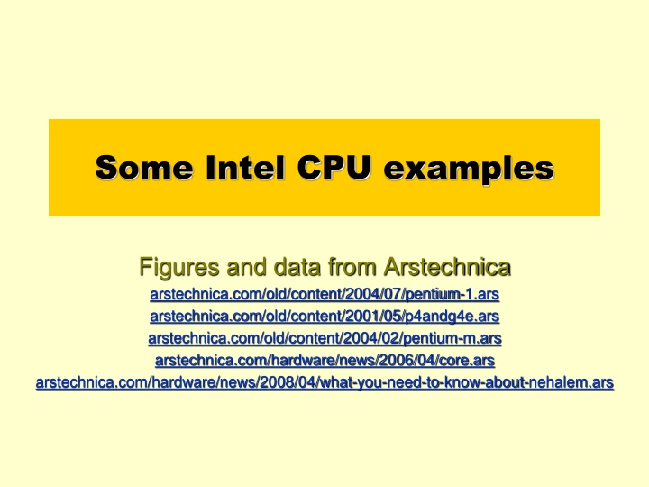 Intel CPU Examples - Figures and Data