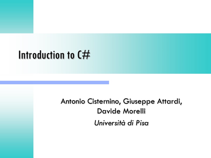 introduction to c n.w