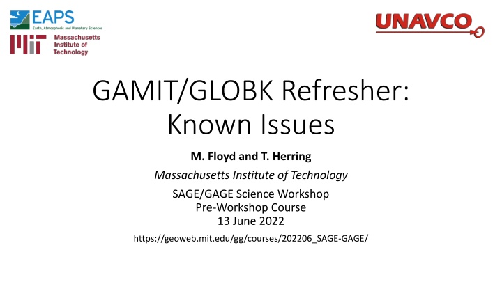 gamit globk refresher known issues n.w