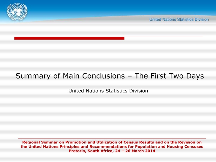 summary of main conclusions the first two days n.w