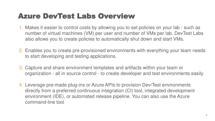 azure devtest labs overview azure devtest labs n.w