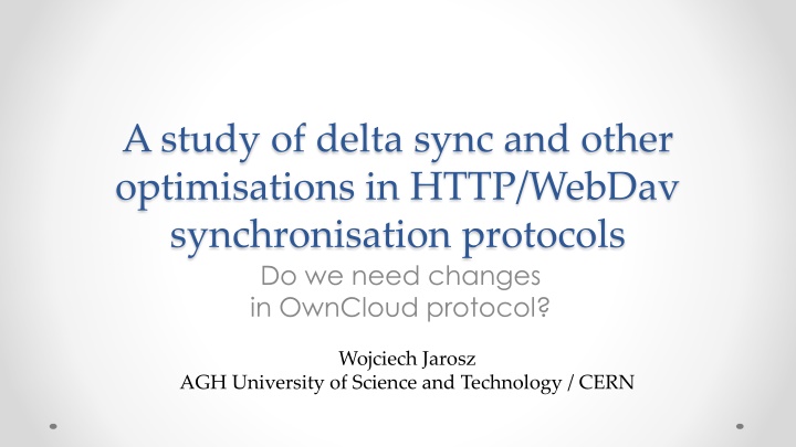 a study of delta sync and other optimisations n.w