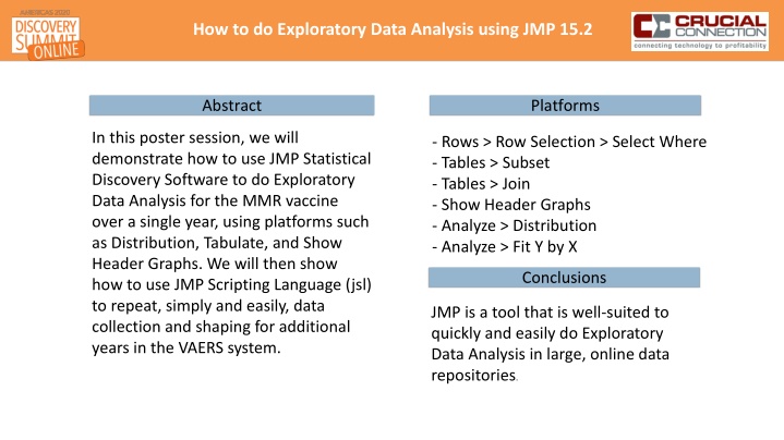 how to do exploratory data analysis using jmp 15 2 n.w
