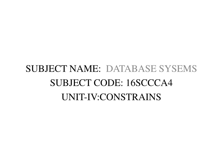 subject name database sysems subject code n.w