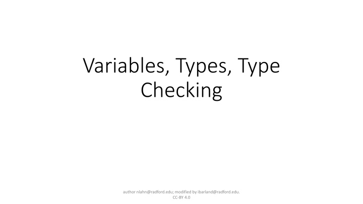 variables types type checking n.w
