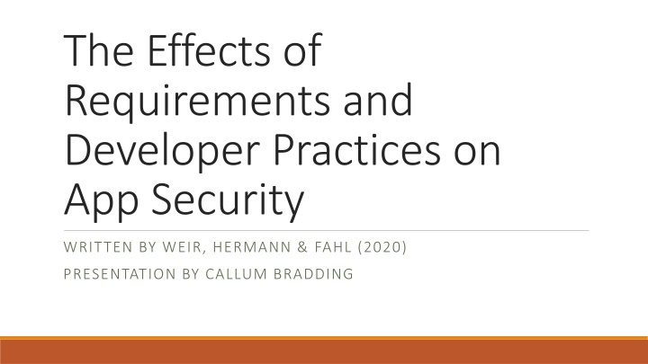 the effects of requirements and developer n.w