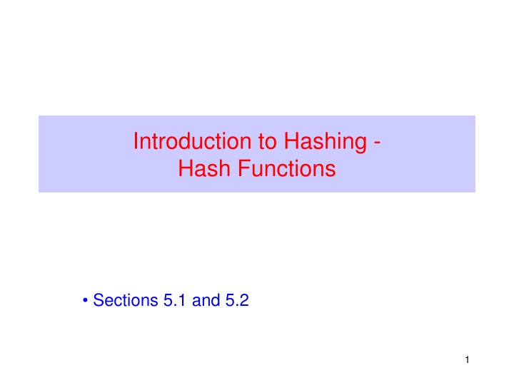 introduction to hashing hash functions n.w