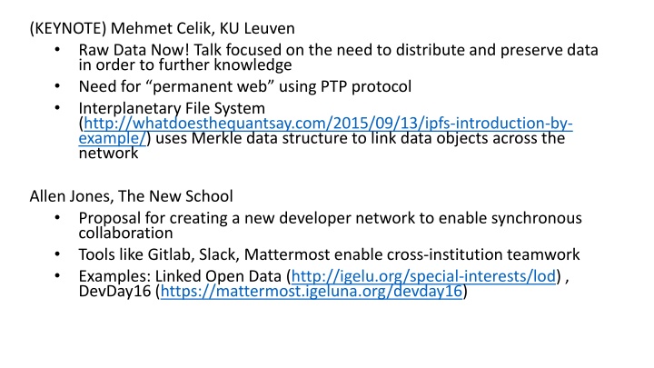 keynote mehmet celik ku leuven raw data now talk n.w