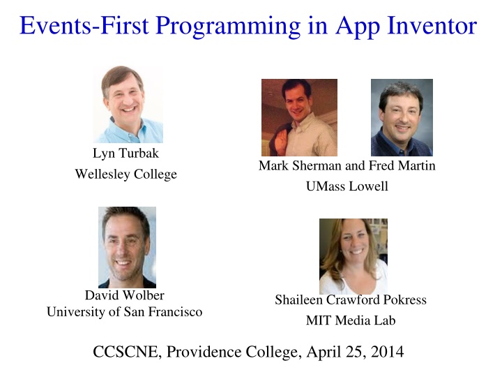 events first programming in app inventor n.w