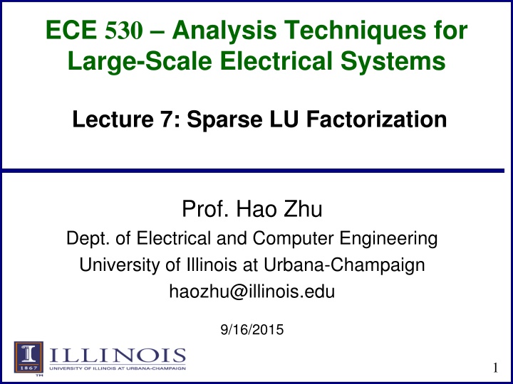 Sparse LU Factorization in Electrical Systems Analysis