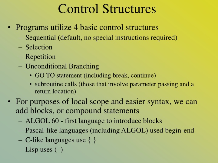 control structures n.w