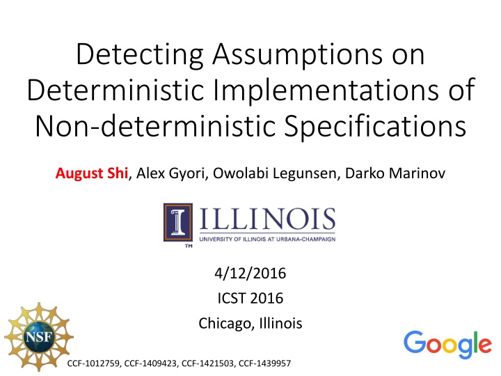 detecting assumptions on deterministic n.w