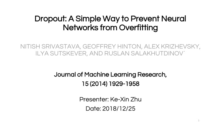 dropout a simple way to prevent neural dropout n.w