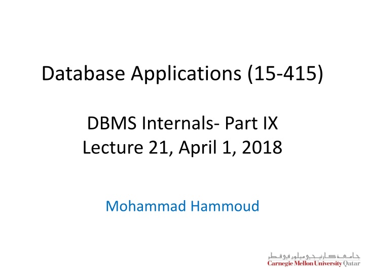 DBMS Internals: Query Optimization Strategies