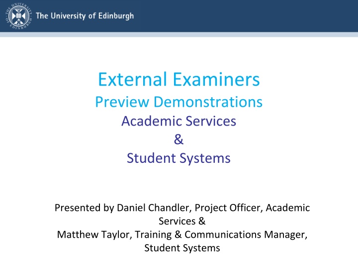 external examiners preview demonstrations n.w