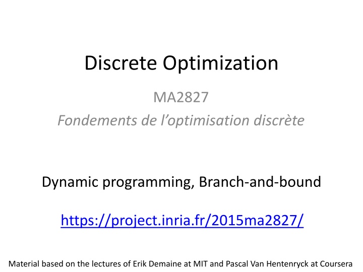 discrete optimization n.w