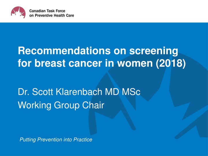 recommendations on screening for breast cancer n.w