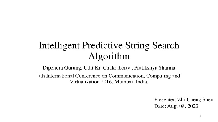 intelligent predictive string search algorithm n.w