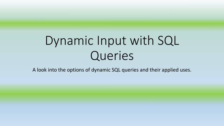 dynamic input with sql queries n.w