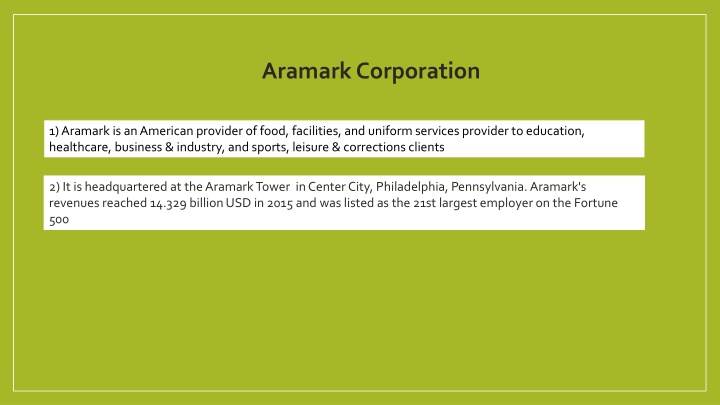 aramark corporation n.w