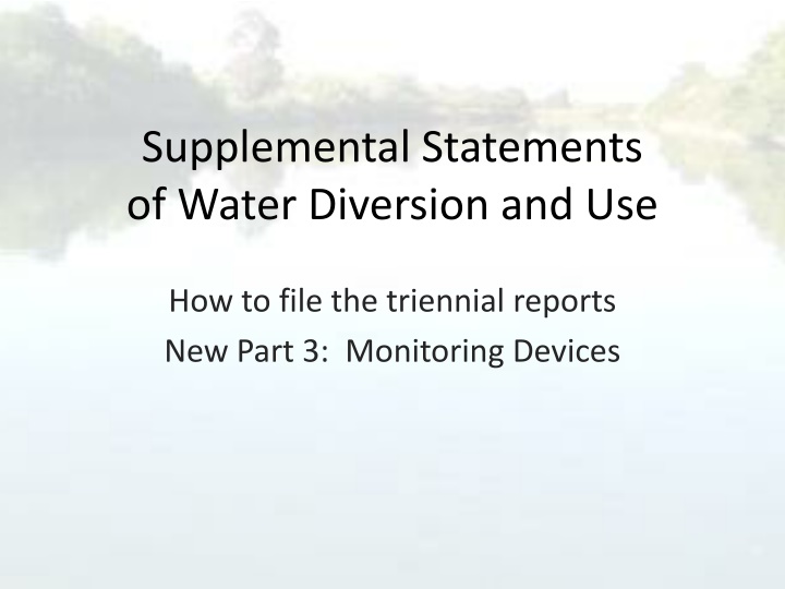 supplemental statements of water diversion and use n.w