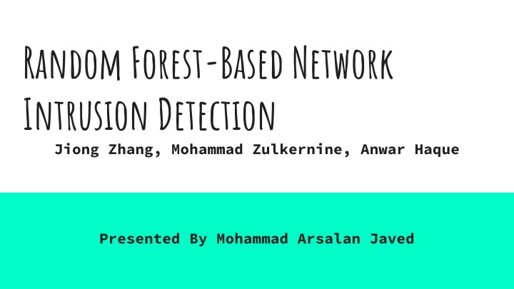 random forest based network intrusion detection n.w
