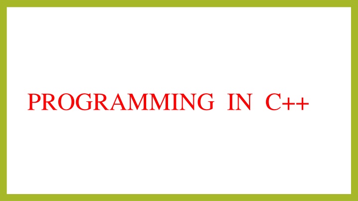 Object-Oriented Programming in C++