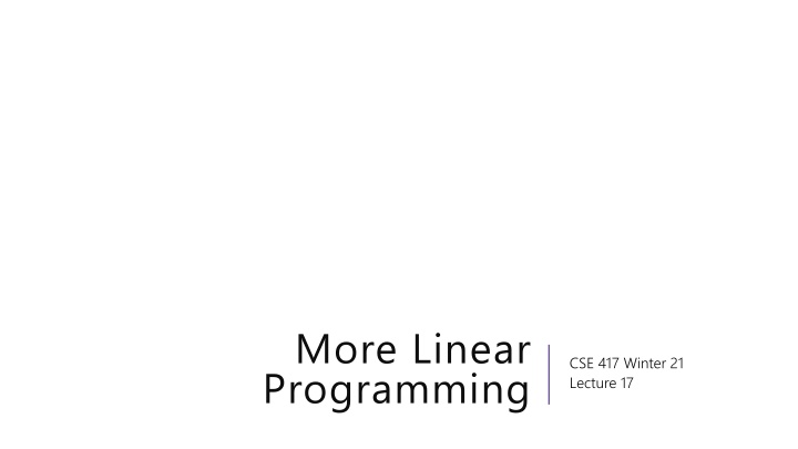 Linear Programming in CSE: Example Problems and Full Definitions