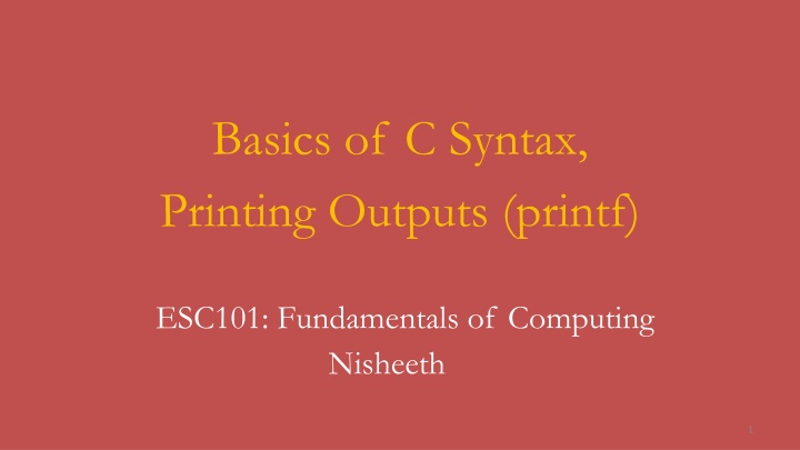 basics of c syntax printing outputs printf n.w