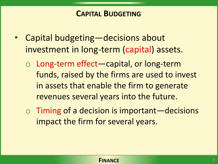 c apital b udgeting n.w