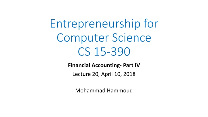entrepreneurship for computer science cs 15 390 n.w