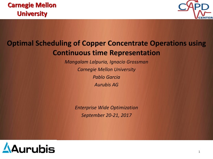 optimal scheduling of copper concentrate n.w
