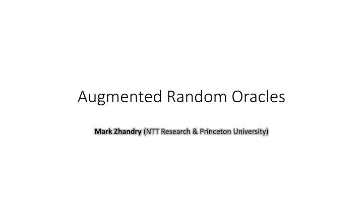 augmented random oracles n.w
