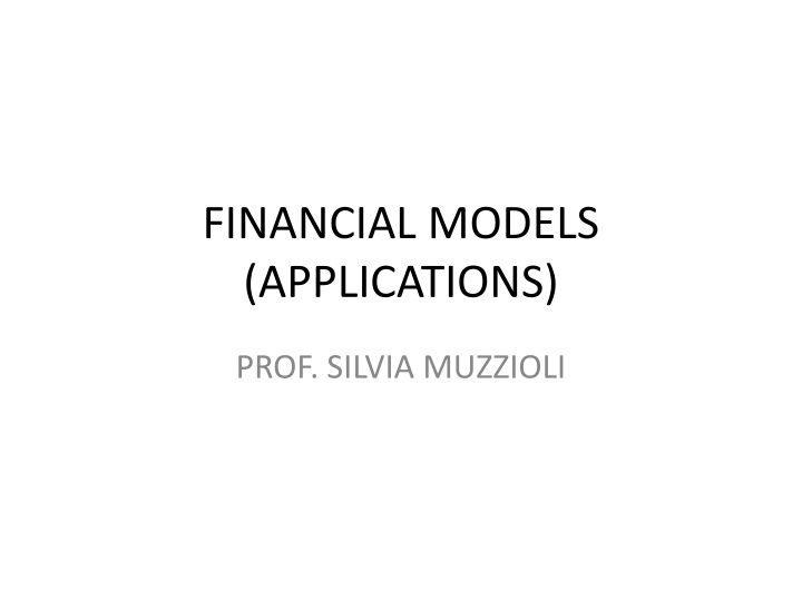 financial models applications n.w