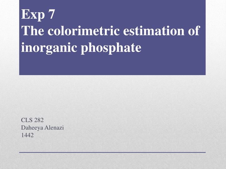 exp 7 the colorimetric estimation of inorganic n.w
