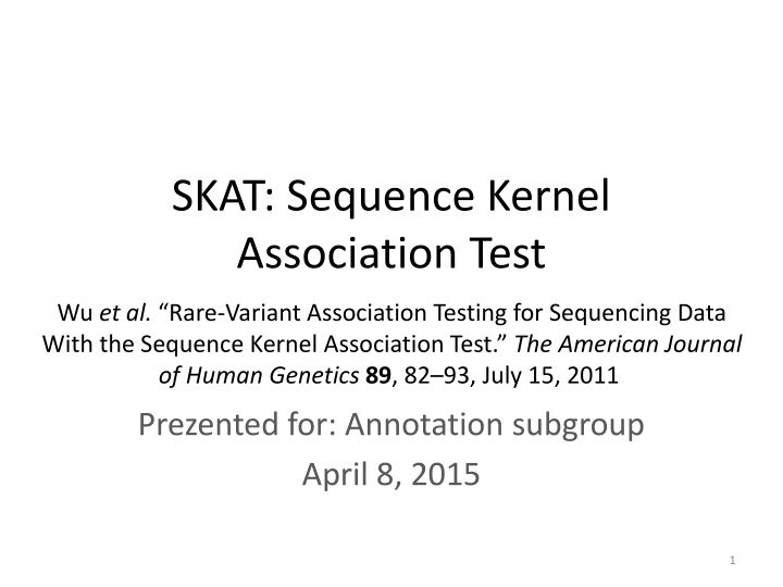 skat sequence kernel association test n.w