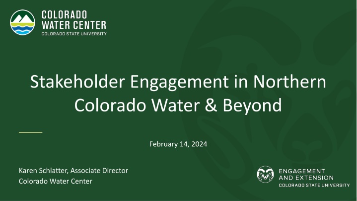 Stakeholder Engagement in Northern Colorado Water