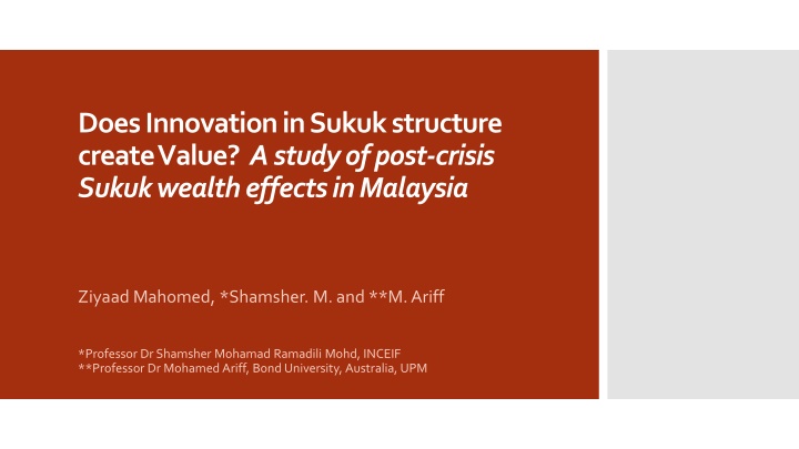 does innovation in sukuk structure create value n.w