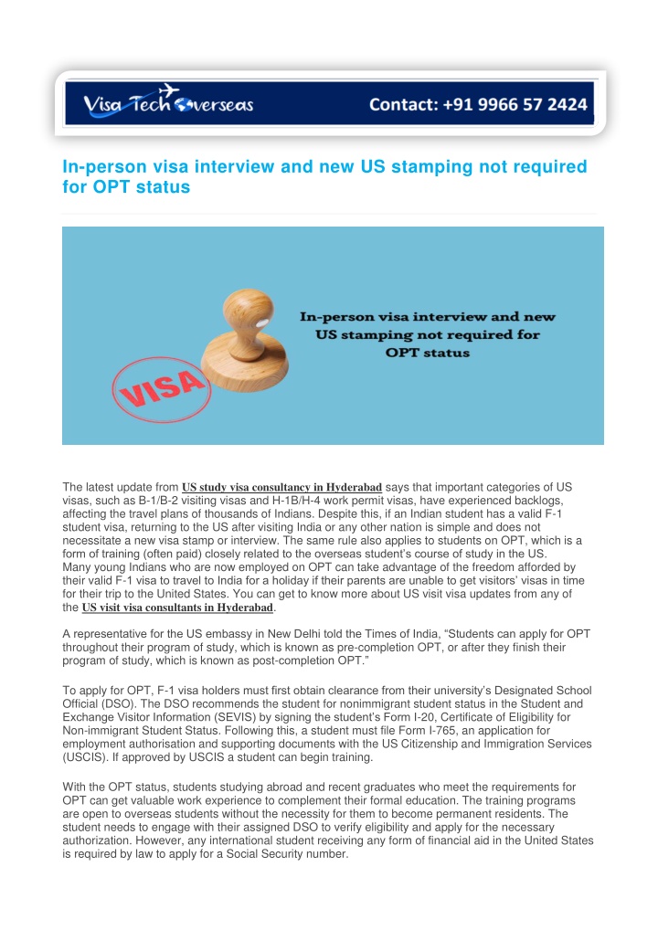 in person visa interview and new us stamping n.w