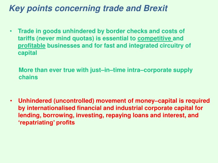 key points concerning trade and brexit n.w