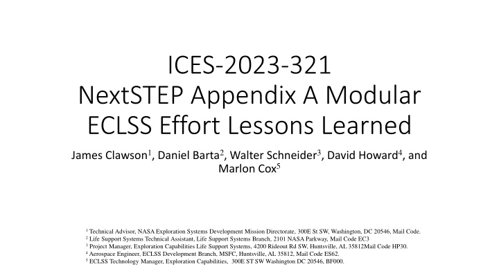 Advancing Deep Space Exploration Capabilities: NextSTEP Modular ECLSS Effort