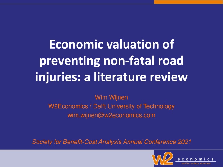 economic valuation of preventing non fatal road n.w